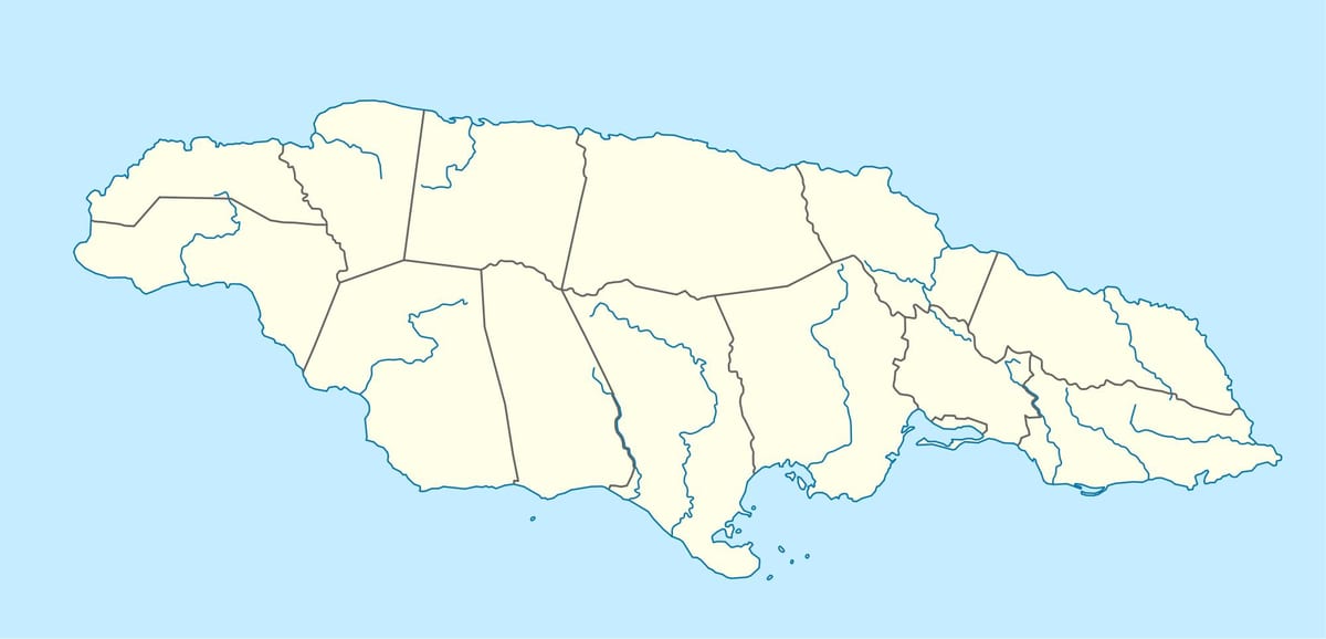 карта Јамајке, са река