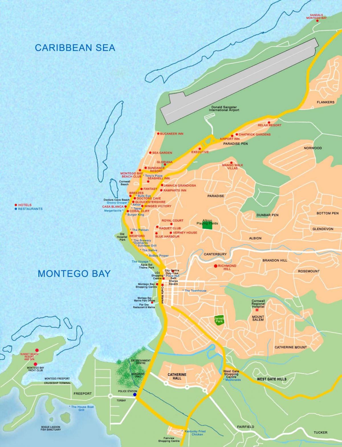 монтего Баи Јамајка на мапи