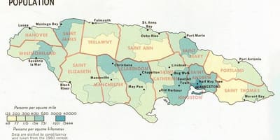 Карта становништва Јамајке